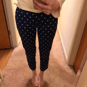 J crew navy and white polka dot pants size 00
